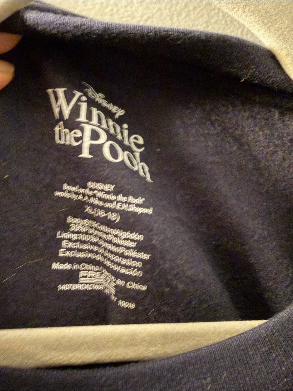 Disney Navy Winnie the Pooh Holiday Crewneck Sweatshirt - Picture 3 of 4